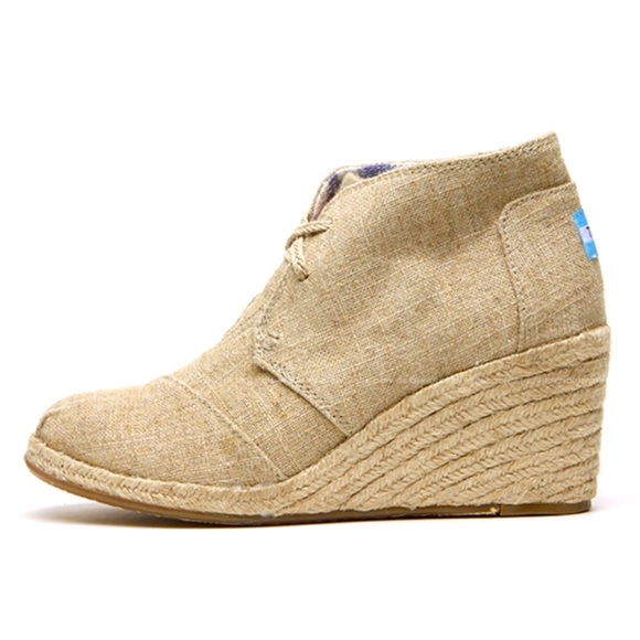 Toms Womens Natural Burlap Desert Wedges Shoes Sz W7.5 - Picture 1 of 11